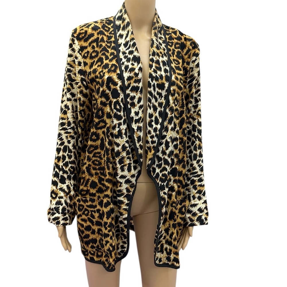 Vintage J Andrews Leopard Animal Print Lightweight Blazer Jacket with Pockets M